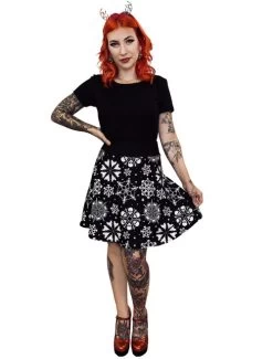 Too Fast Skull Snowflake Spooky Christmas Sweater Skater Skirt 7 Too Fast Skull Snowflake Spooky Christmas Sweater Skater Skirt -Fashion Apparel Big C Edit Front Full 01176.1639823285
