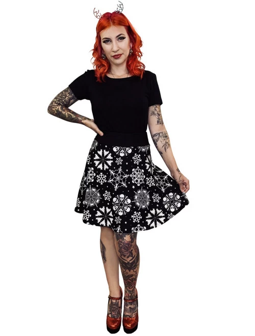 Too Fast Skull Snowflake Spooky Christmas Sweater Skater Skirt 5 Too Fast Skull Snowflake Spooky Christmas Sweater Skater Skirt - Image 3