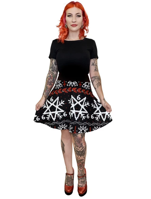 Too Fast 666 Christmas Sweater Skater Skirt 5 Too Fast 666 Christmas Sweater Skater Skirt - Image 3