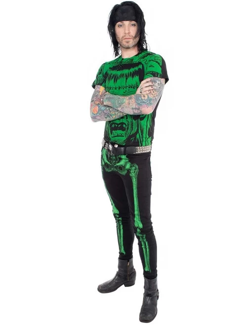 Kreepsville 666 Skeleton Unisex Skinny Jeans: Green Bone 6 Kreepsville 666 Skeleton Unisex Skinny Jeans: Green Bone - Image 4