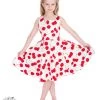 Hearts And Roses White Cherry Bombshell Kids' Dress -Fashion Apparel Big C Edit Front Full 57669.1548217847