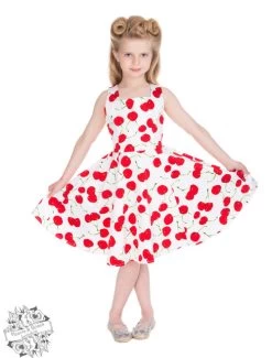 Hearts And Roses White Cherry Bombshell Kids' Dress