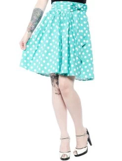 Sourpuss Mint Polka Dot Swing Skirt