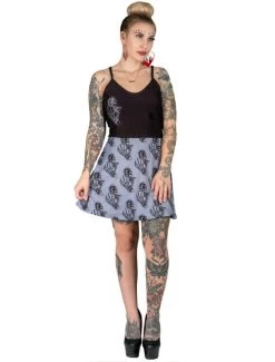 Too Fast Deep V Skull Rose Skater Dress 7 Too Fast Deep V Skull Rose Skater Dress -Fashion Apparel Big C Edit Front Full 96458.1605279325