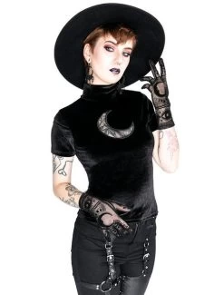 Restyle Velvet Top: Crescent Moon -Fashion Apparel Big C Edit Front Model 2 28023.1569739963