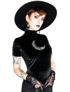 Restyle Velvet Top: Crescent Moon -Fashion Apparel Big C Edit Front Model 3 74025.1684840076