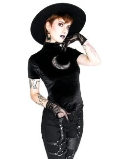 Restyle Velvet Top: Crescent Moon -Fashion Apparel Big C Edit Front Model 4 58924.1569739964