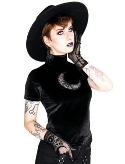 Restyle Velvet Top: Crescent Moon -Fashion Apparel Big C Edit Front Model 5 80206.1684839988