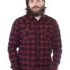 Kustom Kreeps Plaid Western Button Down: Black / Red -Fashion Apparel Big C Edit Front Model 24833.1576990466
