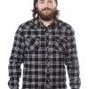 Kustom Kreeps Plaid Western Button Down: Black / White -Fashion Apparel Big C Edit Front Model 40852.1576989687