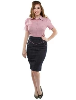 Lucky 13 Shake Shack Vintage Striped Top: Red / White - Small To Large 8 Lucky 13 Shake Shack Vintage Striped Top: Red / White - Small To Large -Fashion Apparel Big C Edit Front Model 84700.1569656968