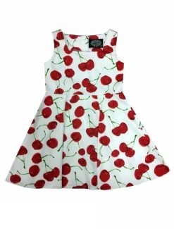 Hearts And Roses White Cherry Bombshell Kids' Dress -Fashion Apparel Big C Edit Front No Model 11615.1548217791