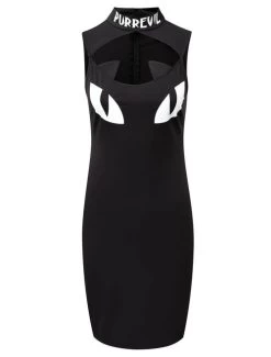 Killstar Purr Evil Bodycon Dress - XL -Fashion Apparel Big C Edit Front No Model 13195.1563418305