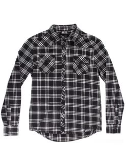 Kustom Kreeps Plaid Western Button Down: Black / White -Fashion Apparel Big C Edit Front No Model 39847.1576989677