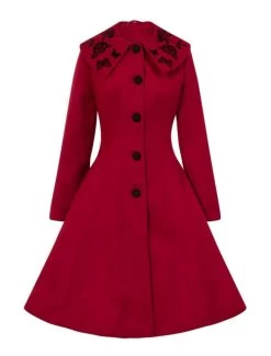 Hell Bunny Hermione Coat: Red - Small To 2XL -Fashion Apparel Big C Edit Front No Model 49138.1587733634