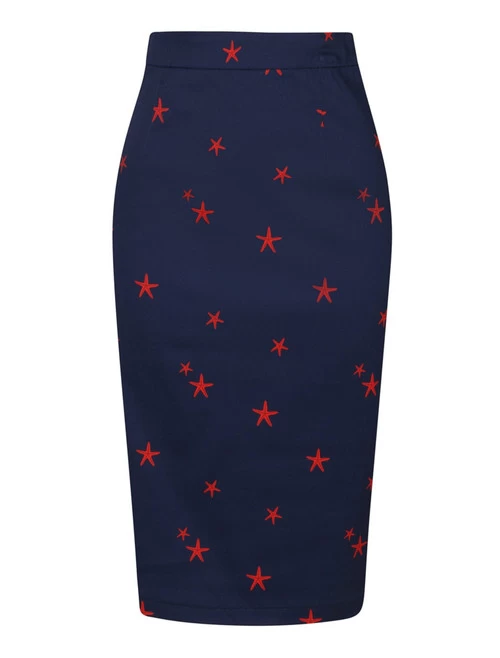 Collectif Polly Starfish Pencil Skirt - Large 4 Collectif Polly Starfish Pencil Skirt - Large - Image 2