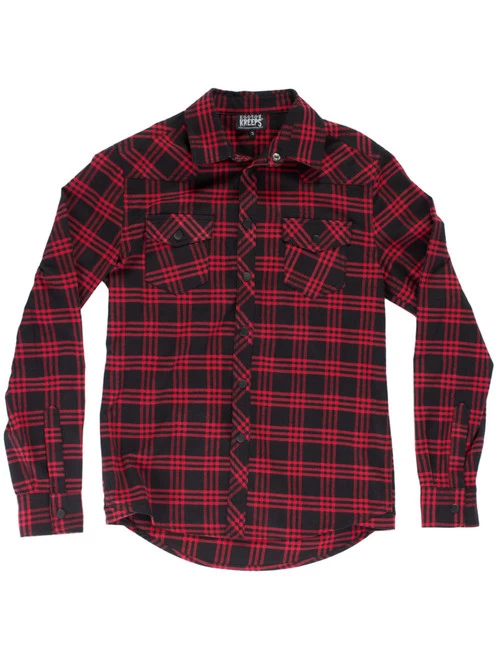 Kustom Kreeps Plaid Western Button Down: Black / Red 5 Kustom Kreeps Plaid Western Button Down: Black / Red - Image 3