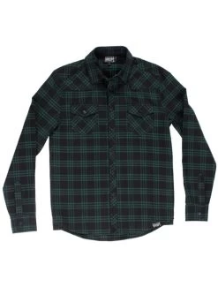 Kustom Kreeps Plaid Western Button Down: Black / Green 10 Kustom Kreeps Plaid Western Button Down: Black / Green -Fashion Apparel Big C Edit Front No Model 85154.1576990106