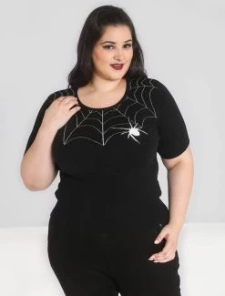 Hell Bunny Black Widow Jumper - Large, XL And 2XL -Fashion Apparel Big C Edit Front Plus 2 17678.1589034400