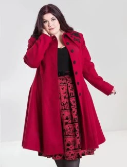 Hell Bunny Hermione Coat: Red - Small To 2XL -Fashion Apparel Big C Edit Front Plus 2 52331.1587733667