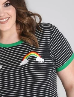 Hell Bunny Rainbow Top - XS -Fashion Apparel Big C Edit Front Plus Close 15083.1593103146