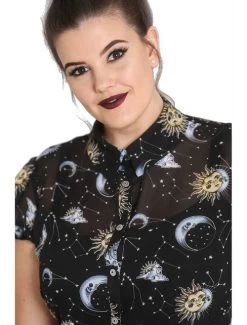 Hell Bunny Solaris Blouse - Small To 4XL -Fashion Apparel Big C Edit Front Plus Close 86279.1614417531