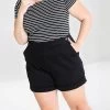 Hell Bunny Yaz Shorts: Black - XS, Medium And 4XL -Fashion Apparel Big C Edit Front Plus Closer 81742.1606409637