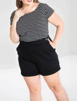 Hell Bunny Yaz Shorts: Black - XS, Medium And 4XL