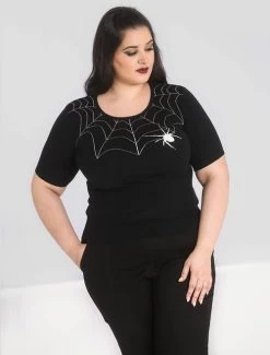 Hell Bunny Black Widow Jumper - Large, XL And 2XL -Fashion Apparel Big C Edit Front Plus 23018.1589034396