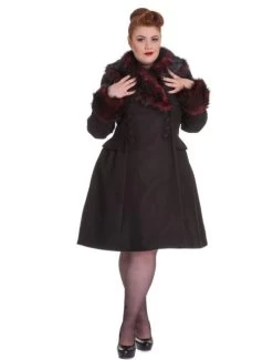 Hell Bunny Rock Noir Coat: Red - Medium -Fashion Apparel Big C Edit Front Plus 48712.1561687446