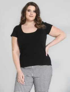 Hell Bunny Celine Top: Black - Small To 4XL -Fashion Apparel Big C Edit Front Plus 76132.1594822285