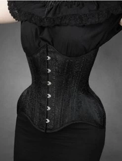 Restyle Underbust Corset: Black Brocade - Wide Hip Hourglass -Fashion Apparel Big C Edit Front Side 24651.1605859382
