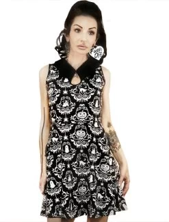 Too Fast Halloween Bat Collar Skater Dress -Fashion Apparel Big C Edit Front White Background 22626.1558511303