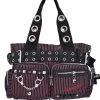 Banned Handcuff Handbag: Black / Red Striped -Fashion Apparel Big C Edit Front With Strap 08008.1561085953