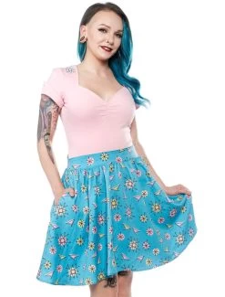 Sourpuss Sputnik Swing Skirt - Small, Medium And XL -Fashion Apparel Big C Edit Front With Top 12621.1582702850