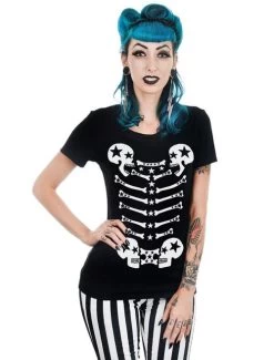 Too Fast Starry Skeleton Ribcage Babydoll T-Shirt