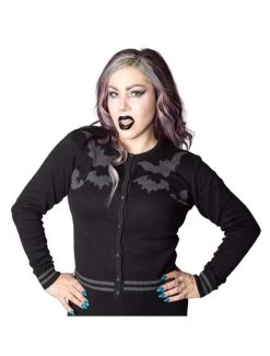 Kreepsville 666 Bat Flock Cardigan - Medium 13 Kreepsville 666 Bat Flock Cardigan - Medium -Fashion Apparel Big C Edit Front 02065.1658083735
