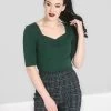 Hell Bunny Philippa Top: Dark Green - XS And Small 1 Hell Bunny Philippa Top: Dark Green - XS And Small -Fashion Apparel Big C Edit Front 21848.1561092555