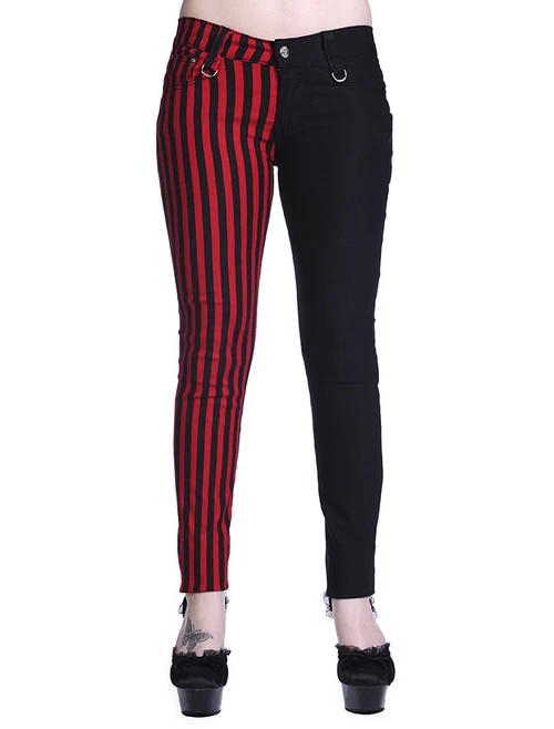 Banned Half Stripe Skinny Jeans: Black / Red - Small And 2XL 3 Banned Half Stripe Skinny Jeans: Black / Red - Small And 2XL