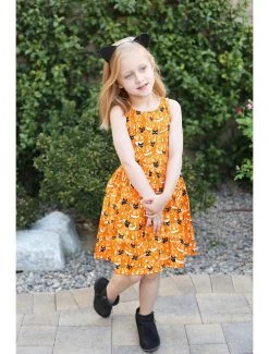 Retrolicious Pumpkins And Cats Glow In The Dark Kids' Dress