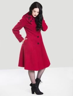 Hell Bunny Hermione Coat: Red - Small To 2XL -Fashion Apparel Big C Edit Front 34256.1682310011