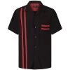 Chet Rock Lucky Stripe Bowling Shirt: Black / Red - Small To 2XL