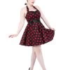 Hearts And Roses Polka Dot Mini Dress: Black / Red -Fashion Apparel Big C Edit Front 50356.1567565972