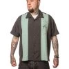 Steady The Shake Down Bowling Shirt: Black / Mint
