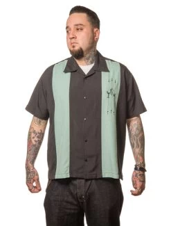 Steady The Shake Down Bowling Shirt: Black / Mint