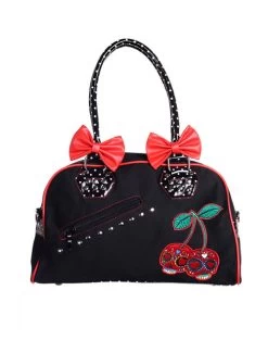 Banned Black Cherry Skulls Handbag