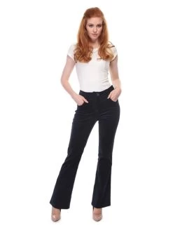Collectif Aida Zak Holiday Corduroy Trousers: Navy - Small