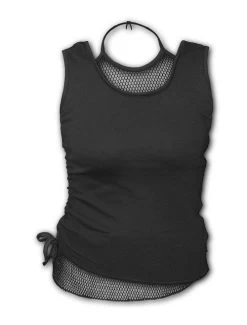 Spiral Gothic Rock 2 In 1 Mesh Neck Tie Top