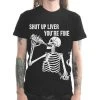 Too Fast Shut Up Liver Drinking Skeleton T-Shirt - Small 1 Too Fast Shut Up Liver Drinking Skeleton T-Shirt - Small -Fashion Apparel Big C Edit Front 87464.1561428311