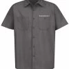 Lucky 13 Work Shirt: Winged Skully - Charcoal - Medium And 6XL -Fashion Apparel Big C Edit Front 90459.1645525687